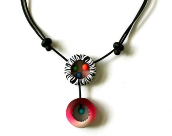 Polymer clay Zebra necklace, handmade