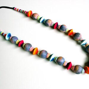 Polymer Clay Necklace, wearable art image 5