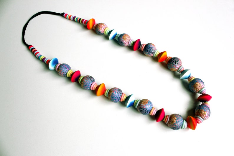 Polymer Clay Necklace, wearable art image 5