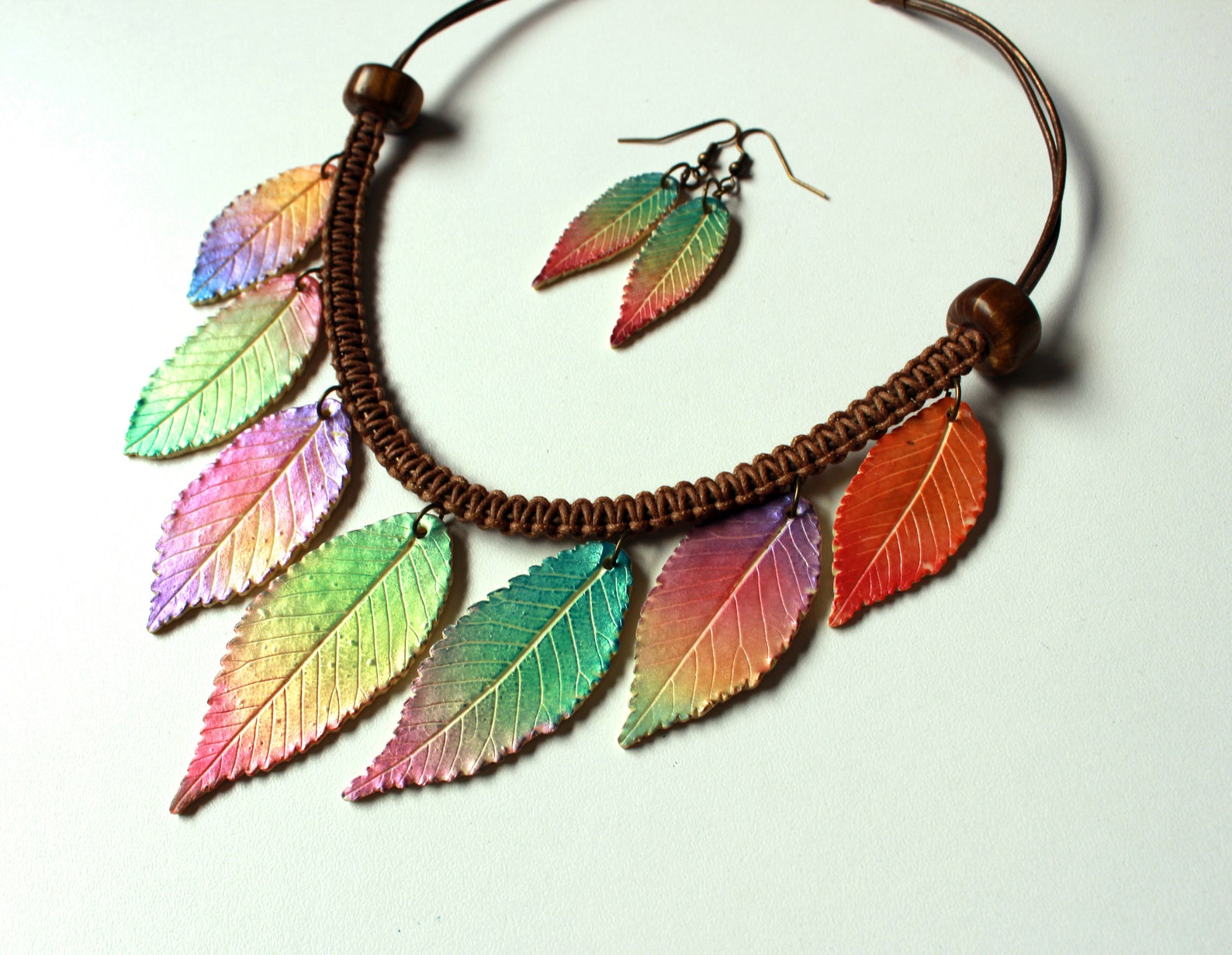 Polymer Clay Necklace Fall Leaves. Etsy