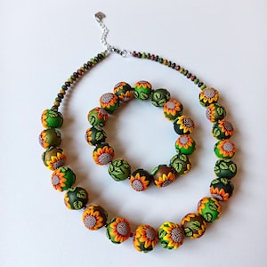 Sunflowers set necklace and bracelet