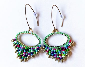 Seed beads' oval shaped earrings