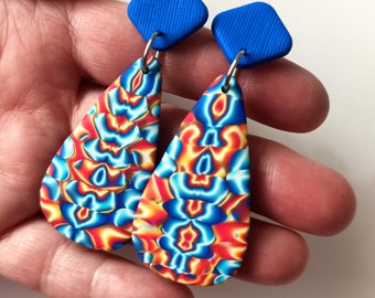 Drop shaped polymer clay earrings