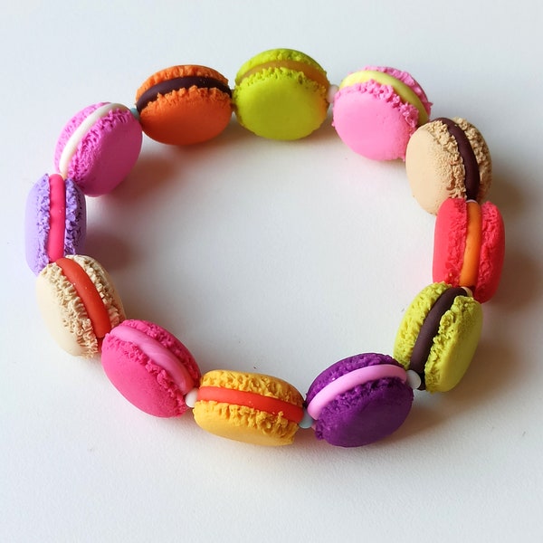 Bracelet Macarons Français en Pâte Polymère