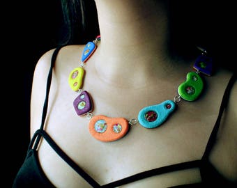 Polymer clay necklace, original handmade