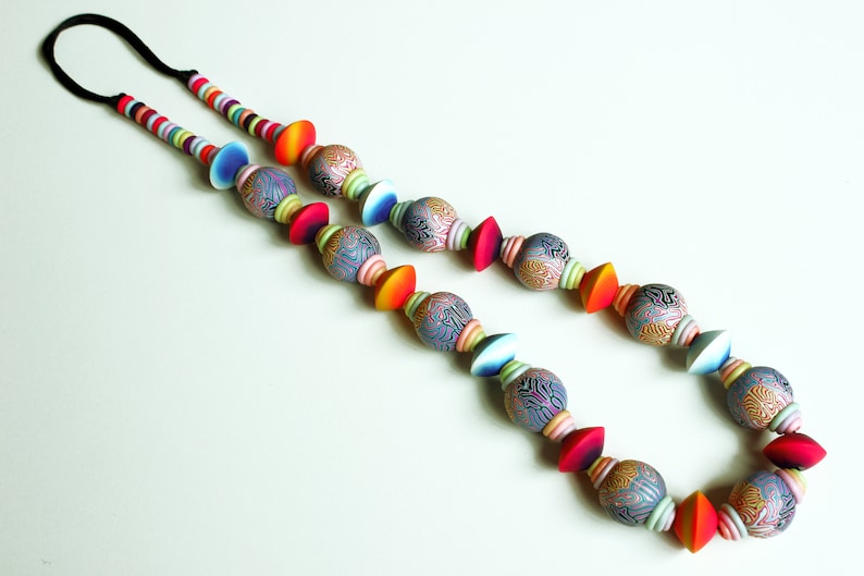 Polymer Clay Necklace, wearable art image 10