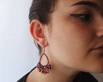 Seed beads' teardrop shaped earrings