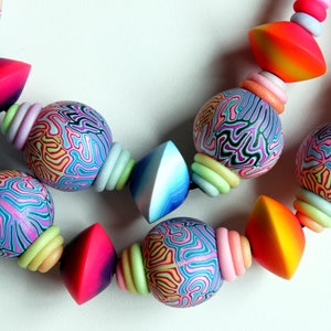 Polymer Clay Necklace, wearable art image 3