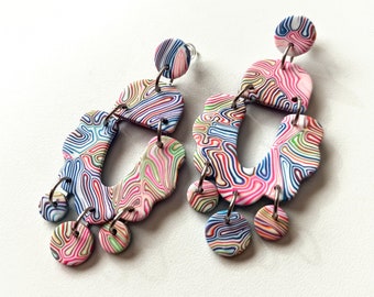 Polymer clay dangle drop earrings