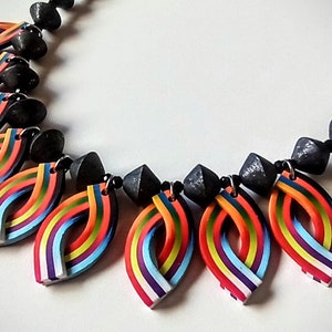 Polymer clay eye-shaped charms necklace