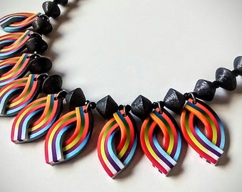 Collier de charmes en forme d’œil en argile polymère