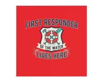 First Responder of the Water Square Magnet | Lifesaver Emblem