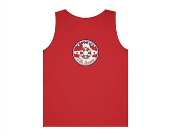 Certified Lifesaver Tank Top | Small Chest Text, Back Lifesaver Badge