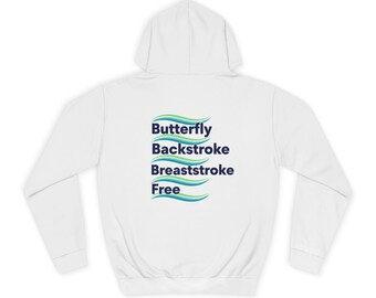 Swim Strokes Hoodie | Butterfly Backstroke Breaststroke Free, N.E.O. Swim Team
