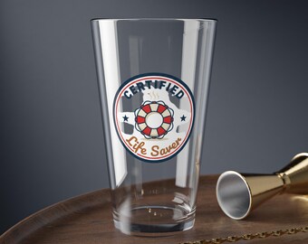 Certified Life Saver Lifesaver Emblem Mixing Glass | 16oz Pint Glass