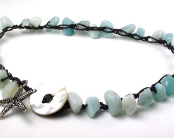 Sea Blue Amazonite Ankle Bracelet