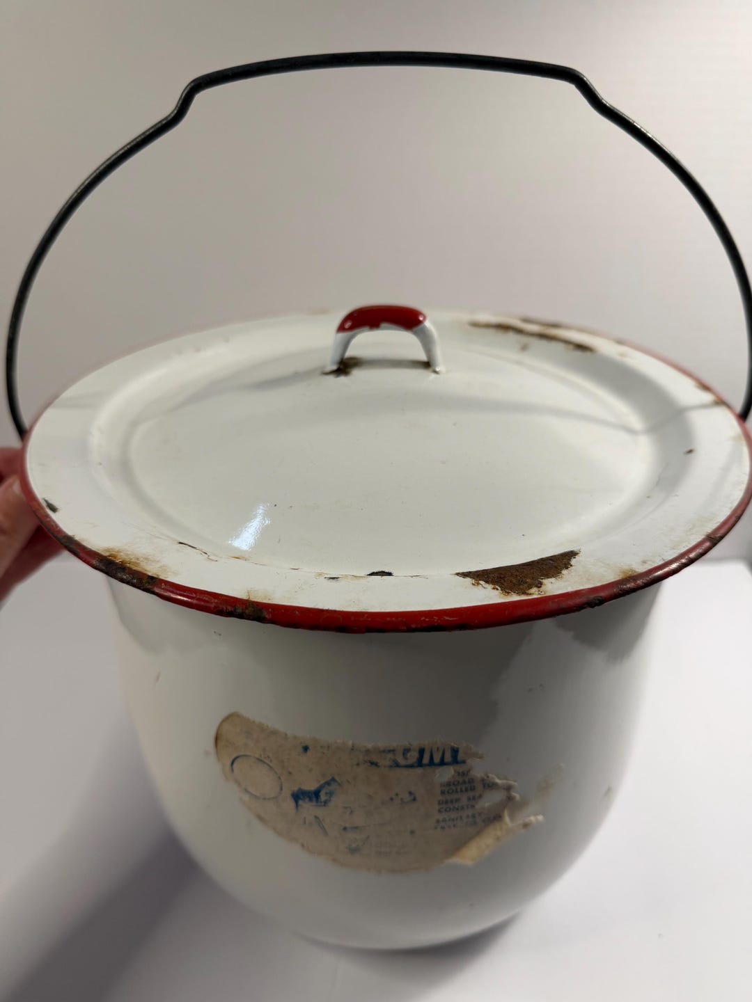 Antique White Enamel Chamber Pot With Lid - Etsy