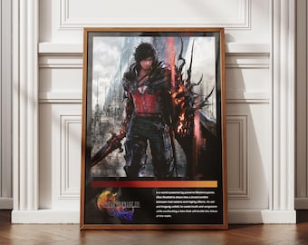 Póster de Final Fantasy XVI / Arte mural de videojuegos de fantasía oscura / Decoración para sala de juegos (Descarga digital)