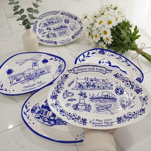 Personalized Wedding Plate, Custom Couple Name Platter, Newlywed Gift, Anniversary Keepsake, Housewarming Gift for Couple P529FWF0