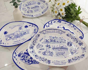 Personalized Wedding Plate, Custom Couple Name Platter, Newlywed Gift, Anniversary Keepsake, Housewarming Gift for Couple P529FWF0