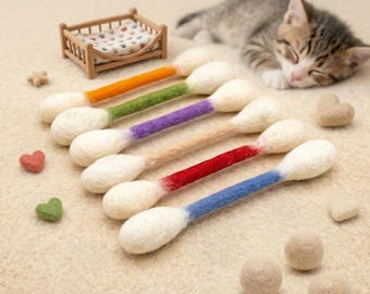 Giant Q-Tip Cat Toy, Funny Cotton Swab Catnip Kicker, Unique Felt Cat Chew Stick for Teething & Hunting, Creative Gift for Cat Lovers, Plush