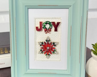 Quadro con scritta "Gioia di Natale" - Decorazione natalizia impreziosita da gioielli