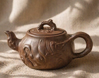 Handmade Sculptural Ceramic Teapot – Rustic Earth Tones, Cozy Tea Ritual Home Decor