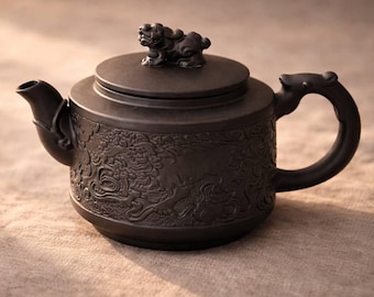 Yixing Zisha Teapot 800ml Handmade Clay Kung Fu Tea Pot, Large Black Teapot, Chinese Tea Ceremony, Collector Gift