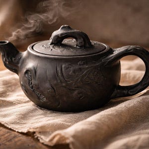 Clay Teapot 600ml Handmade, Rustic Ceramic Teapot, Minimalist Tea Pot, Gongfu Tea Set, Zen Tea Ceremony, Teapot with Cups, Tea Lover Gift