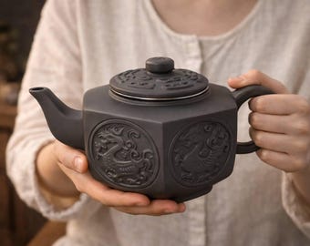 Ceramic Teapot Set 730ml – Handmade Clay Tea Set with Cups – Minimalist Teaware Gift