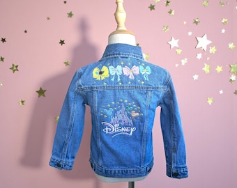 Giacca in denim ricamata ispirata alla Disney / Taglia 3/4 per bambini / Pezzo unico