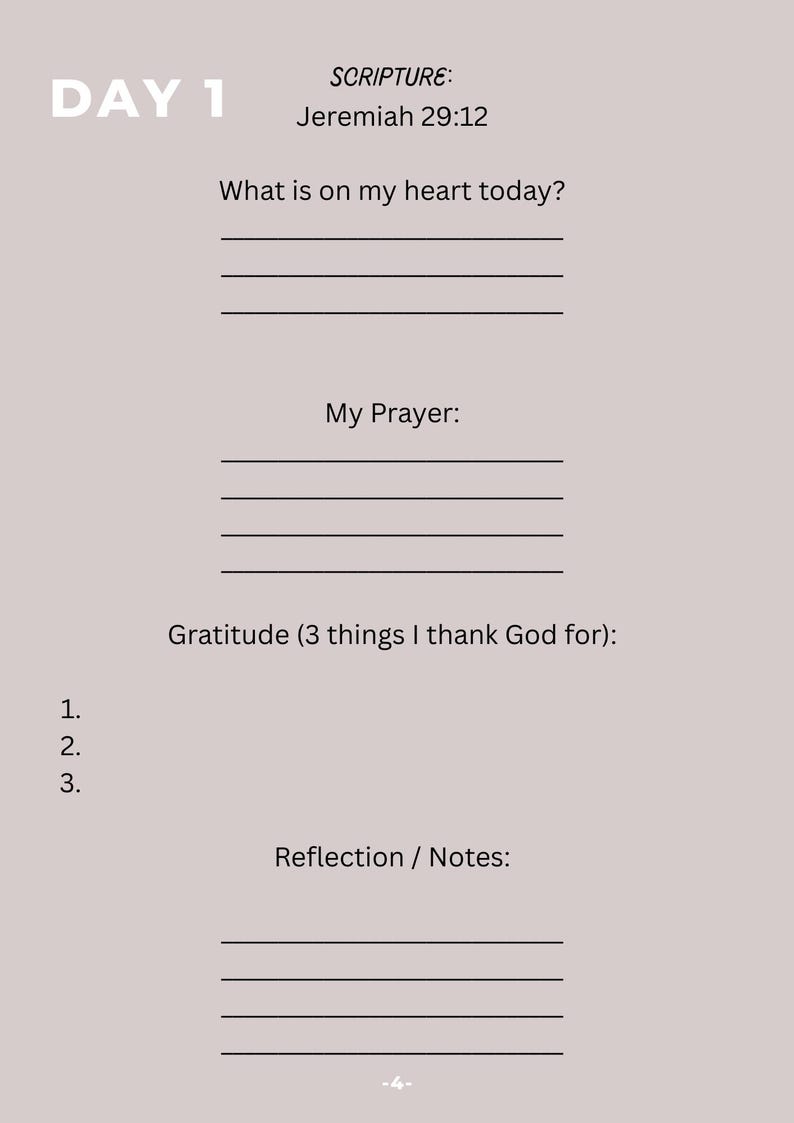 30 Day Prayer Journal for Women Printable PDF – Christian Devotional ...