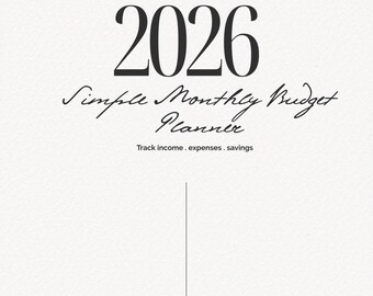 2026 Monthly Budget Planner | Minimal Finance Tracker (PDF Download)