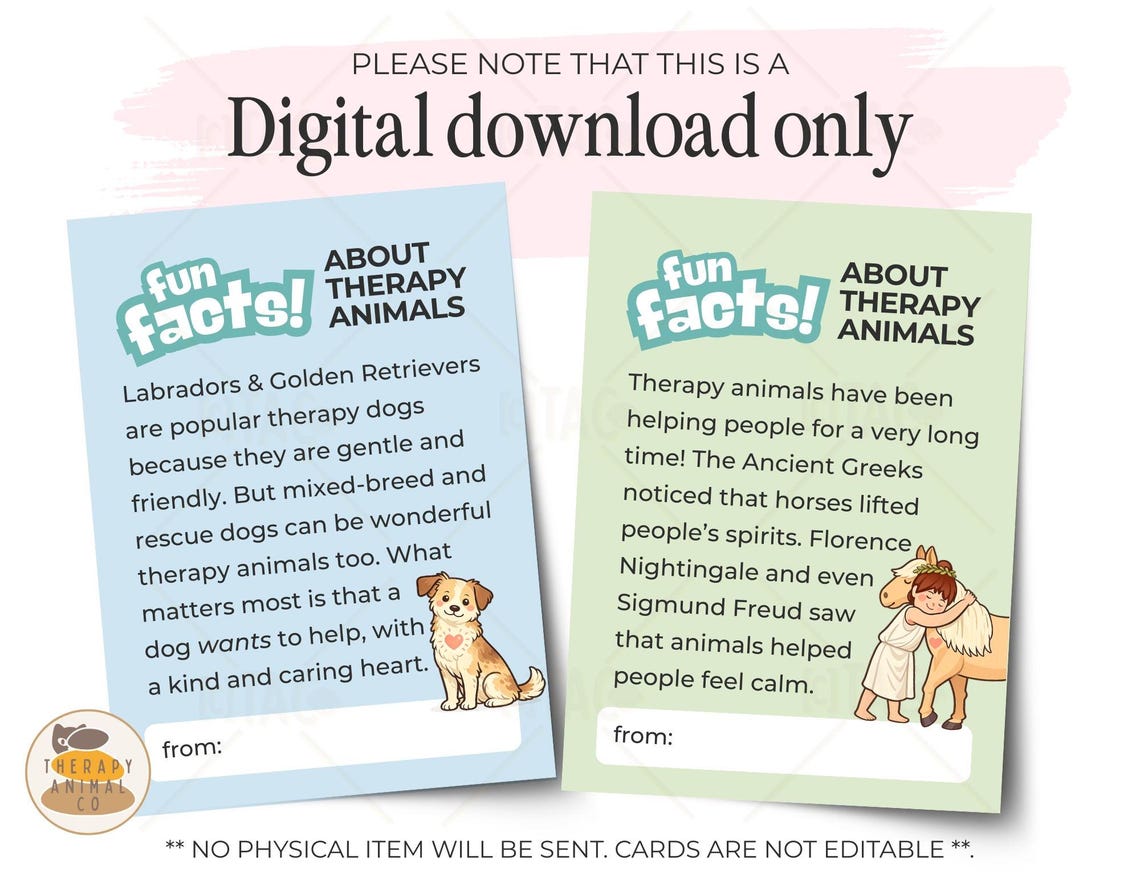 Therapy Dog Fact Cards Printable, Therapy Animal Classroom Cards ...