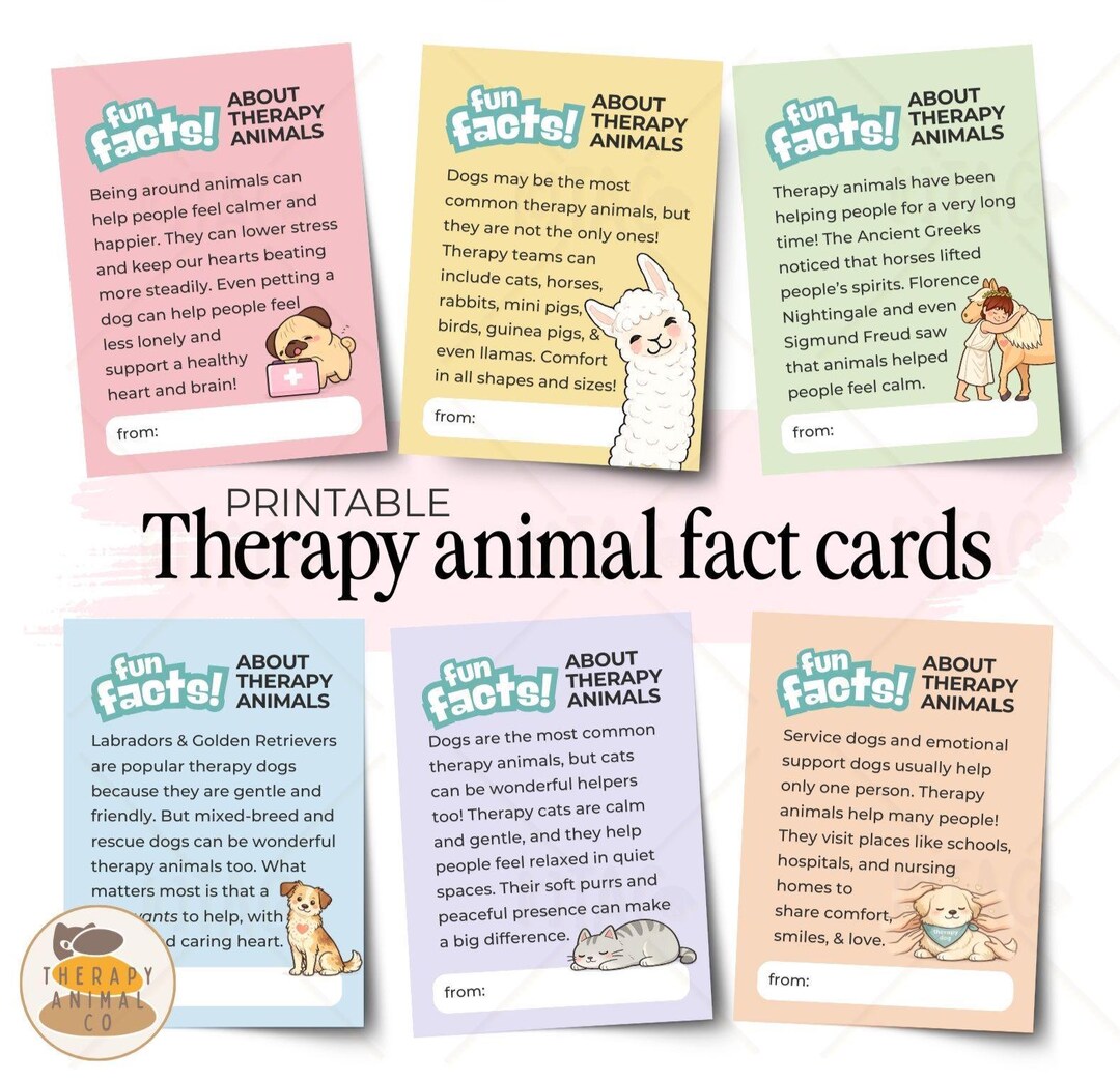 Therapy Dog Fact Cards Printable, Therapy Animal Classroom Cards ...