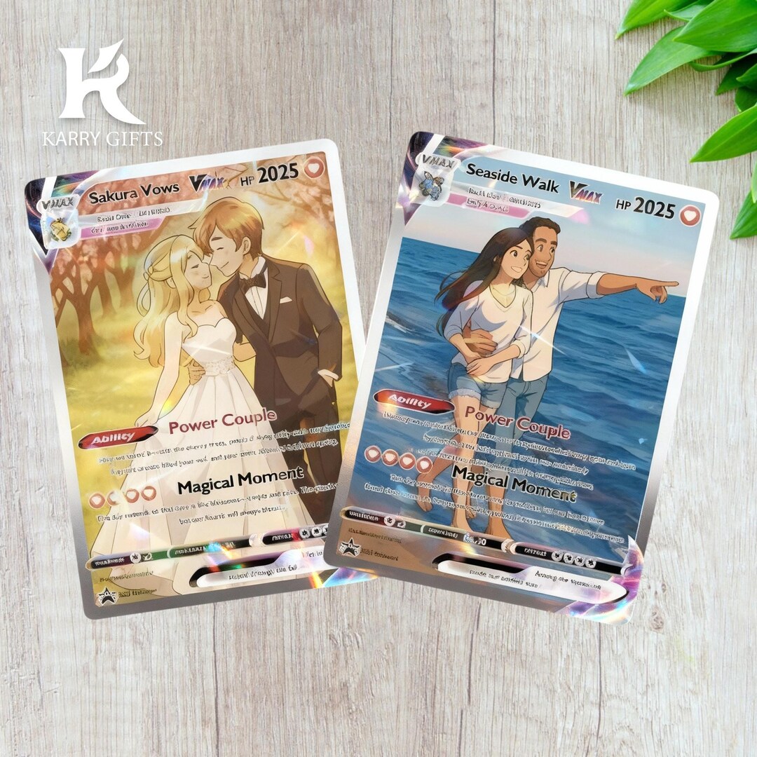 Personalized Anime-style Couple Trading Card, Custom Photo Love ...