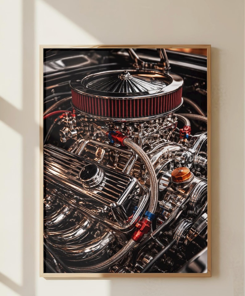 Muscle Car Engine Wall Art Printable, Garage Wall Decor, Mechanic Shop ...