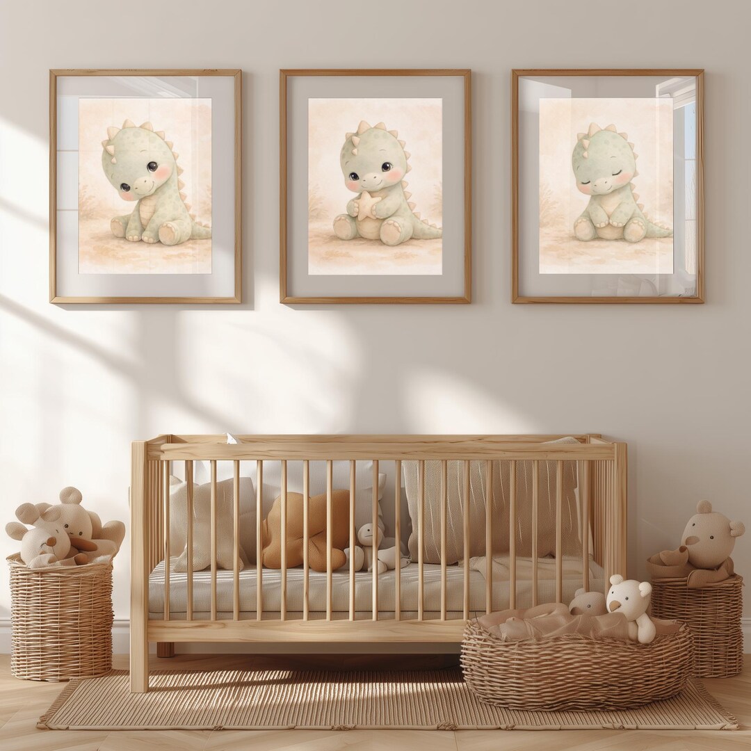 Set of 3 Dinosaur Nursery Prints |watercolour | Boho Kids Room Decor ...