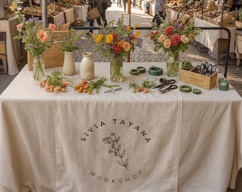 Personalized Logo Table Runner for Craft Fairs, Markets & Trade Shows, Branded Table Runner with Custom Logo, Event, Small Business Display