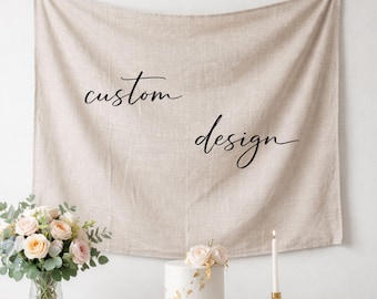 Custom Linen Backdrop, Personalized Party Banner, Baby Shower Wall Decor, Wedding Backdrop, Event Decoration