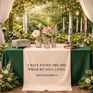 Personalized Bible Verse Wedding Table Runner, Christian Wedding Table Decor, Romantic Scripture Sign, Sweetheart Table Decor