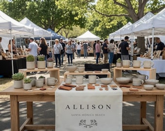 Personalized Logo Table Banner for Vendor Booths, Custom Linen or Canvas Runner for Craft Fairs, Farmers Markets & Small Business Displays
