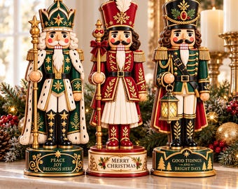 Bloque de madera personalizado con forma de cascanueces, decoración navideña de soldado, recuerdo navideño para la chimenea, letrero festivo de madera, regalo tradicional de Navidad.