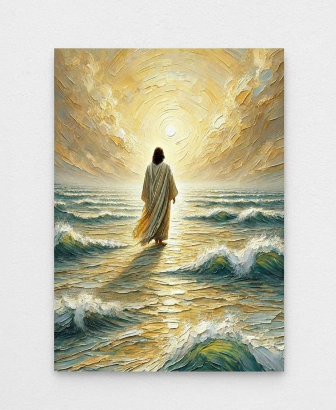 Jesus Walking on Water Art Print, Christian Impressionist Painting ...