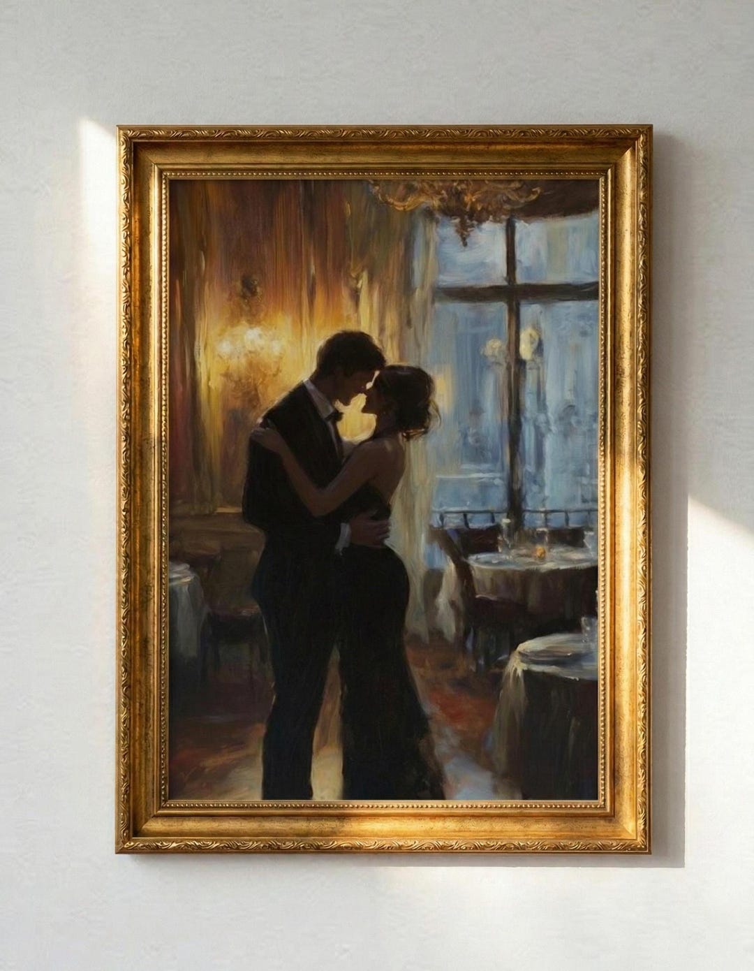 Romantic Couple Dancing Oil Painting | Vintage Impressionist Wall Art ...
