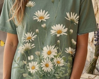 T-shirt fleurs marguerites couleurs confort | T-shirt esthétique Wildflower Floral Nature