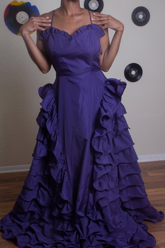 purple frilly dress