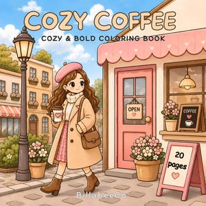 Kawaii Coffee Coloring Book | Cozy Cafe Girl Pages (PDF Download)