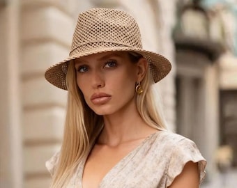 Women's Breathable Straw Sun Hat, Foldable Beach Vacation Hat