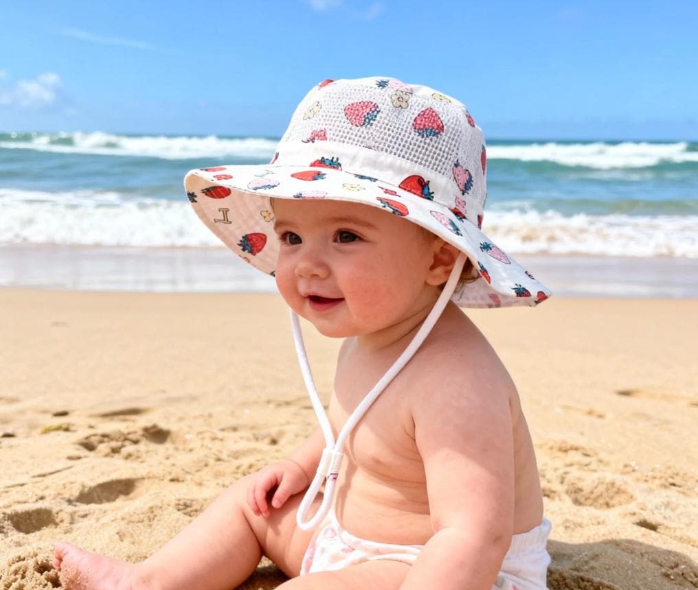 Children's Strawberry Bucket Hat - Breathable Cotton Sun Protection (Adjustable)